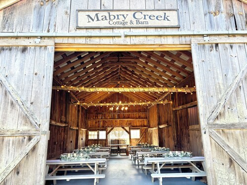 Dog-Friendly Cottage w/ Creek, Barn, Game Room, Fire Pit, Hot Tub, Sleeps 10