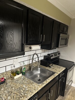 Fridge, microwave, oven, dishwasher