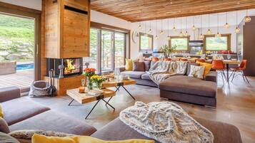 TV, fireplace, video games, stereo