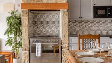 Apartment | Private kitchen | Fridge, microwave, oven, stovetop