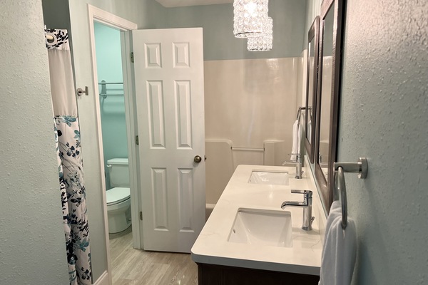 Freshly updated master bathroom.