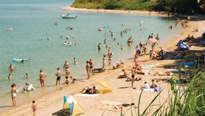 A crowded beach with people swimming and sunbathing. - Pet friendly home in Nin (Nin)