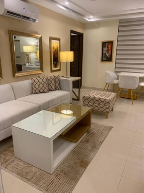 Apartment, Smoking | Living area - "diamount 1 Bedroom Apartment Designer Furnished Diamount-10" (Lahore)