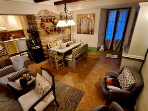 House, 3 Bedrooms, Balcony, Garden View | Living area - La Terrazza, Historic Tuscan Stone Residence With Garden and Terrace in Cetona (Cetona)
