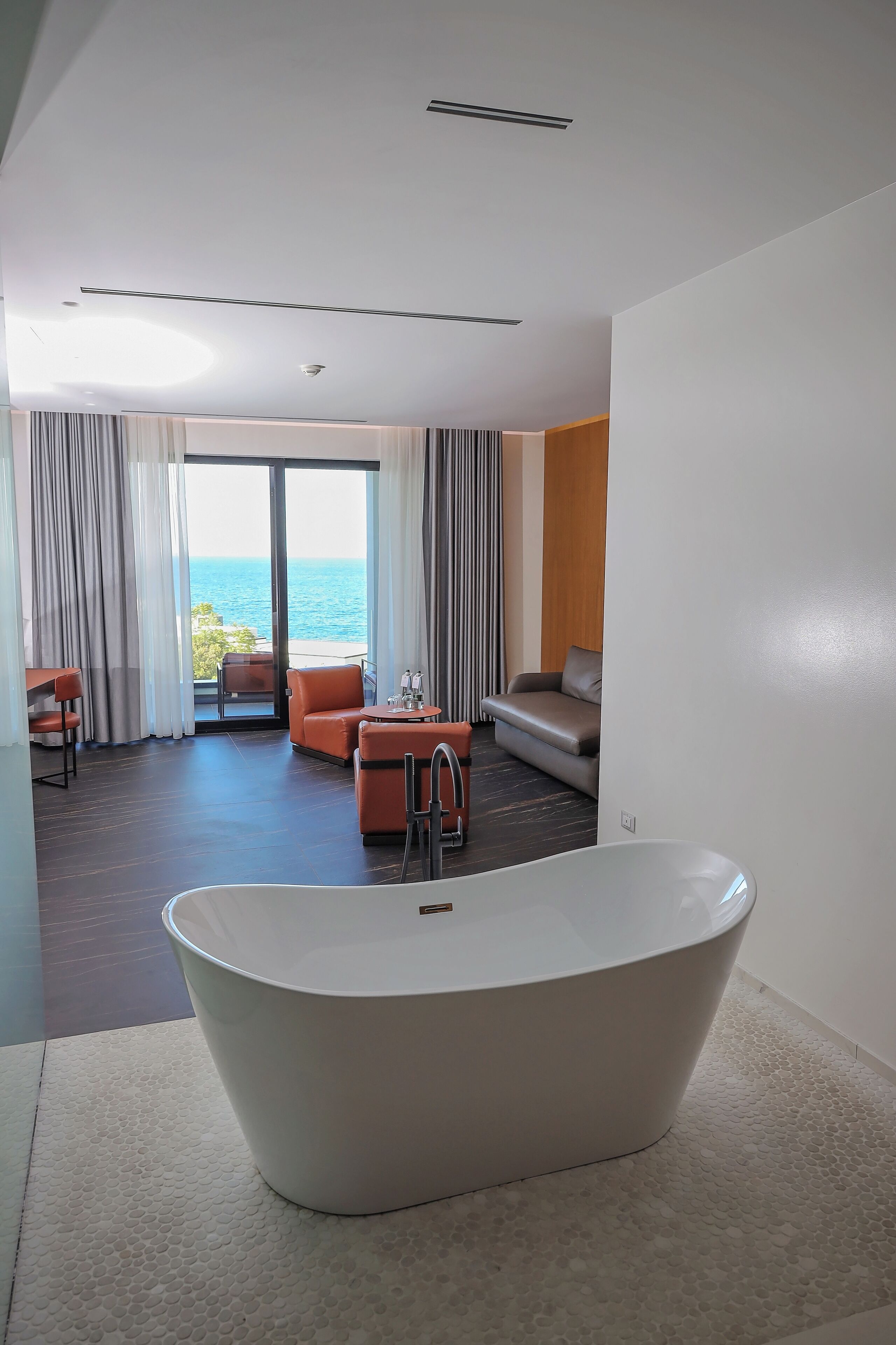 Suite Deluxe | Khu phòng khách | TV 55-inch có truyền hình cáp 