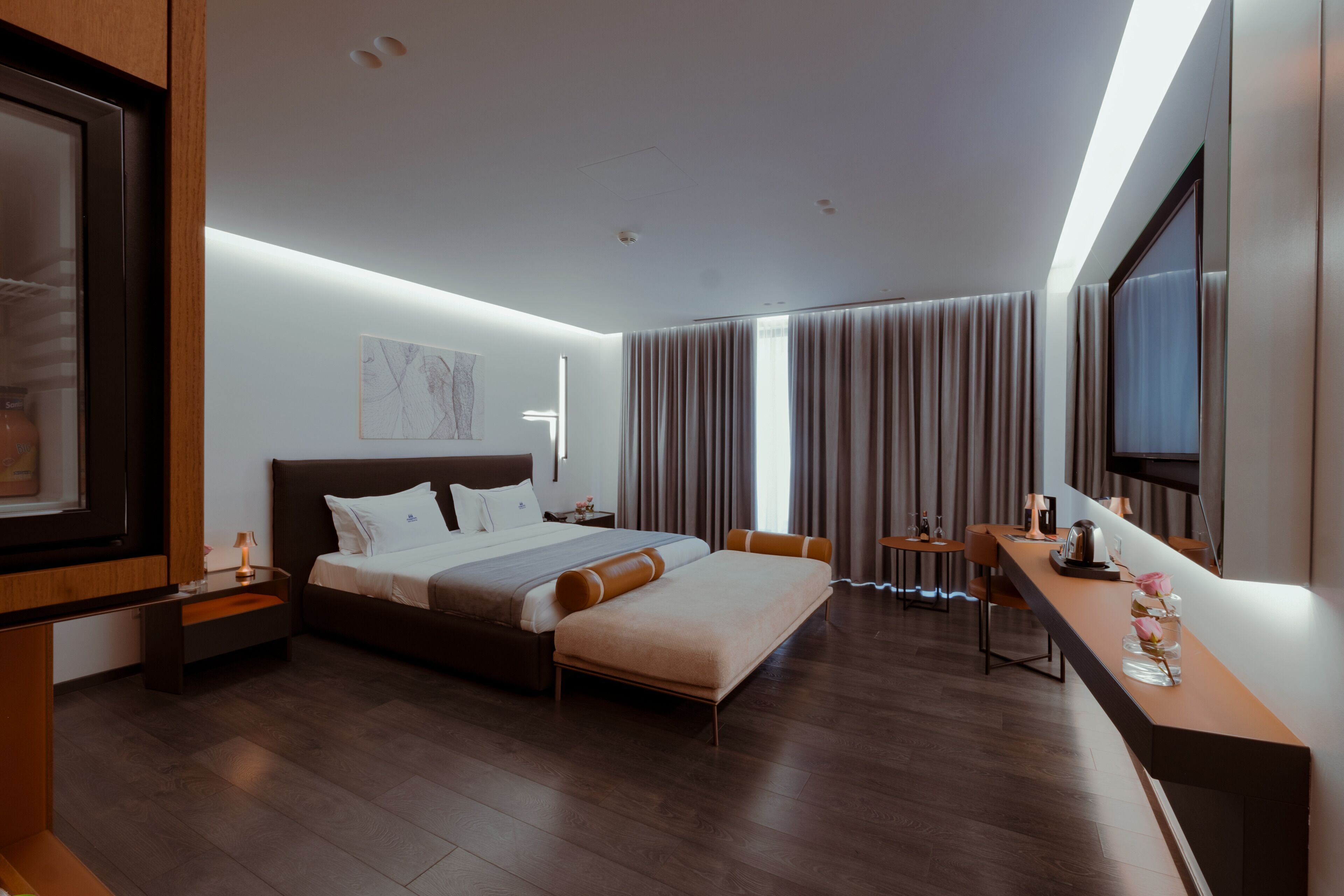 Premium bedding, memory-foam beds, minibar, in-room safe