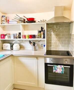 Fridge, microwave, oven, toaster