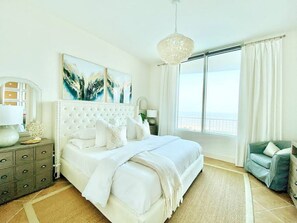 3 bedrooms, desk, iron/ironing board, travel cot