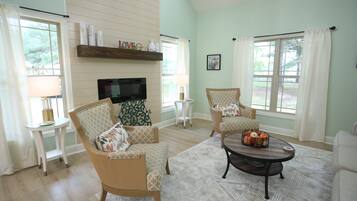 Fireplace, books