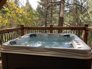 Outdoor spa tub - Moonridge cabin + treehouse + hot tub + pool table (Big Bear City)