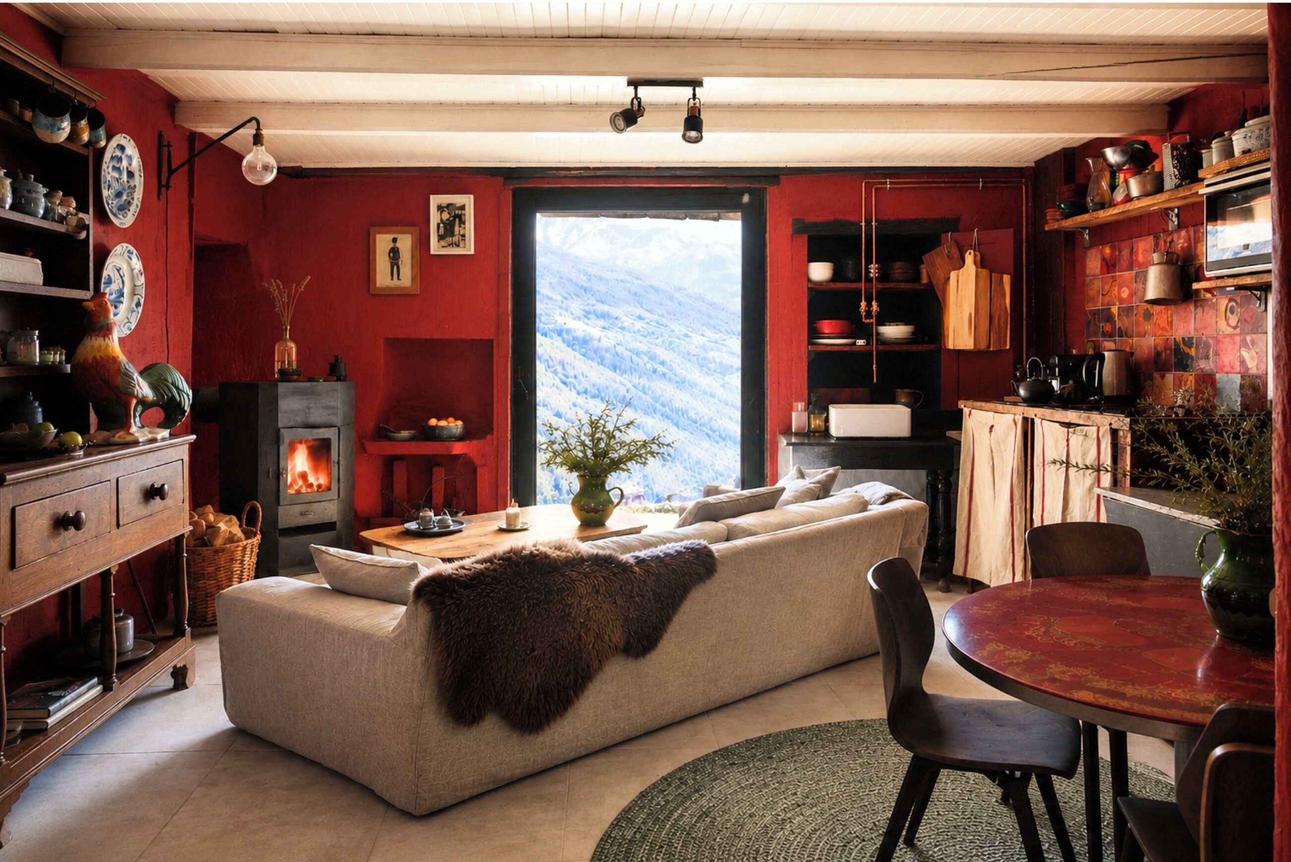 TV, fireplace