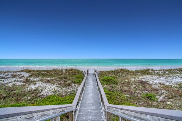 On the beach, sun-loungers - Beach Retreat 108-Newly Renovated Gulf Front Condo, Pet Friendly, Beach Service (Miramar Beach)