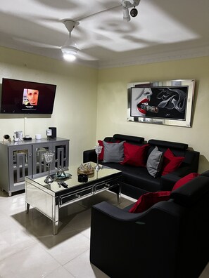 Smart TV, Netflix, streaming services, stereo