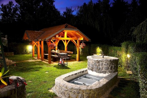 Carpenters Dream House with a garden and swimming pool