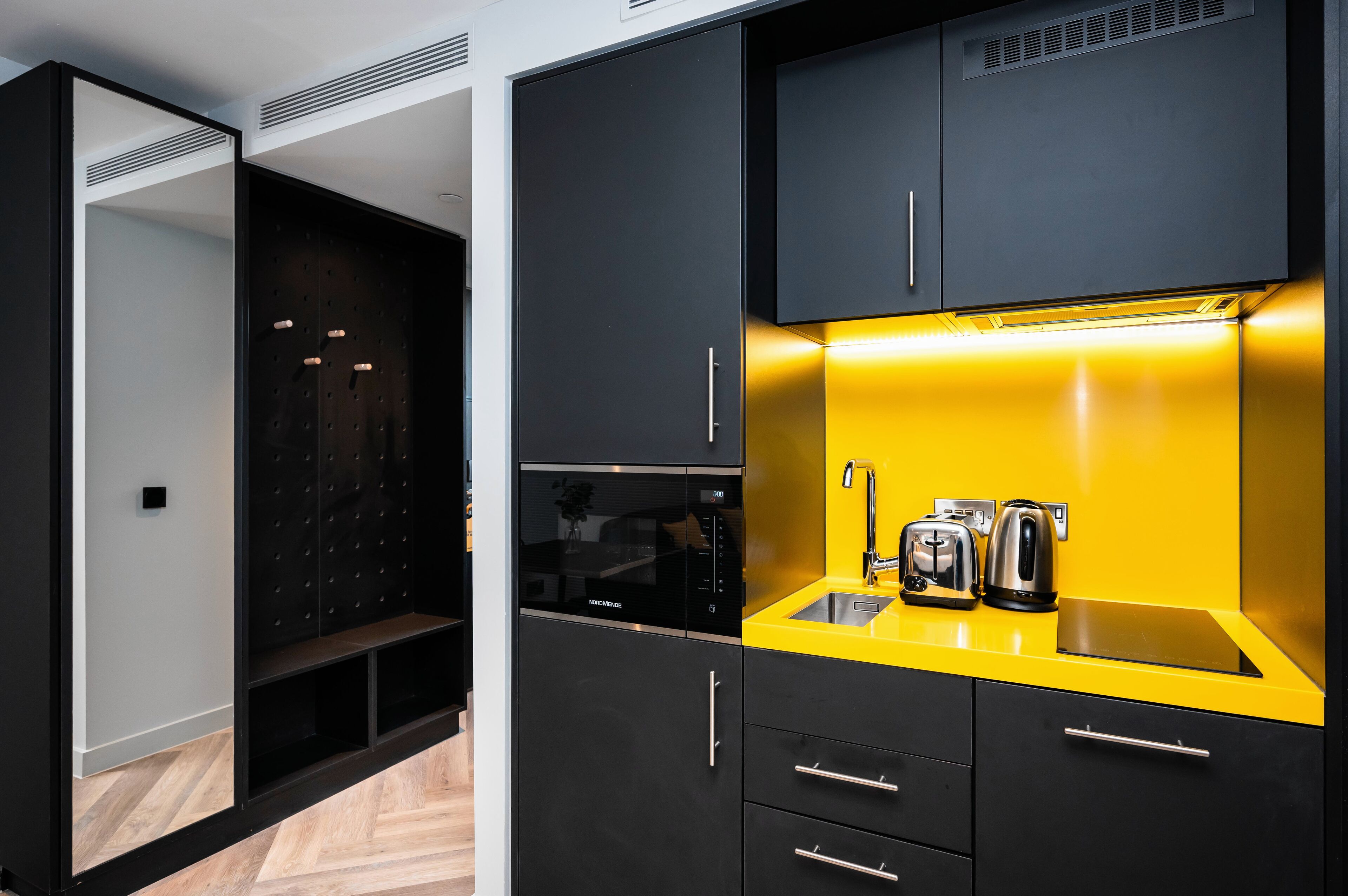 studio apartment | private kitchenette | full-sized fridge, microwave, oven, dishwasher