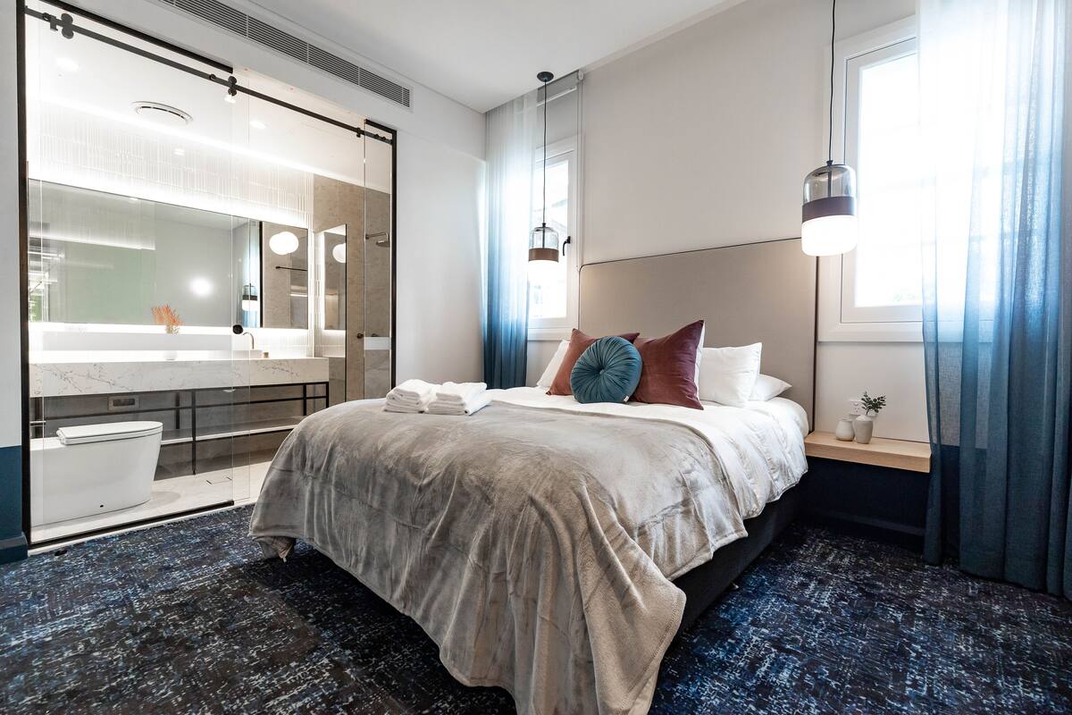 1 bedroom, desk, laptop workspace, iron/ironing board