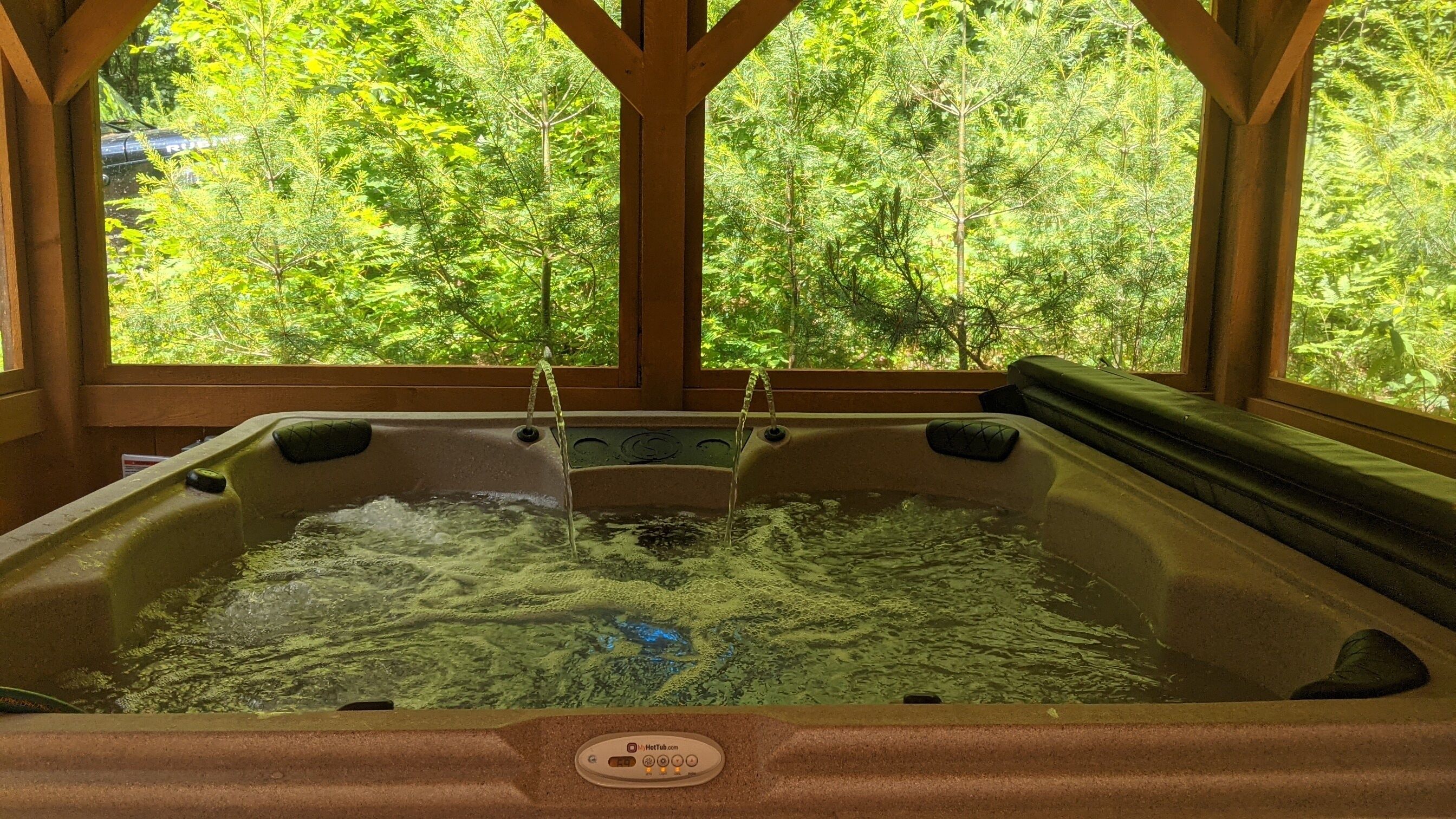 Newly installed screened in gazebo and hot tub (June 2022)