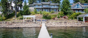 Lakefront Home with a Private Dock, Fireplace, Dance Studio, & Mountain Views