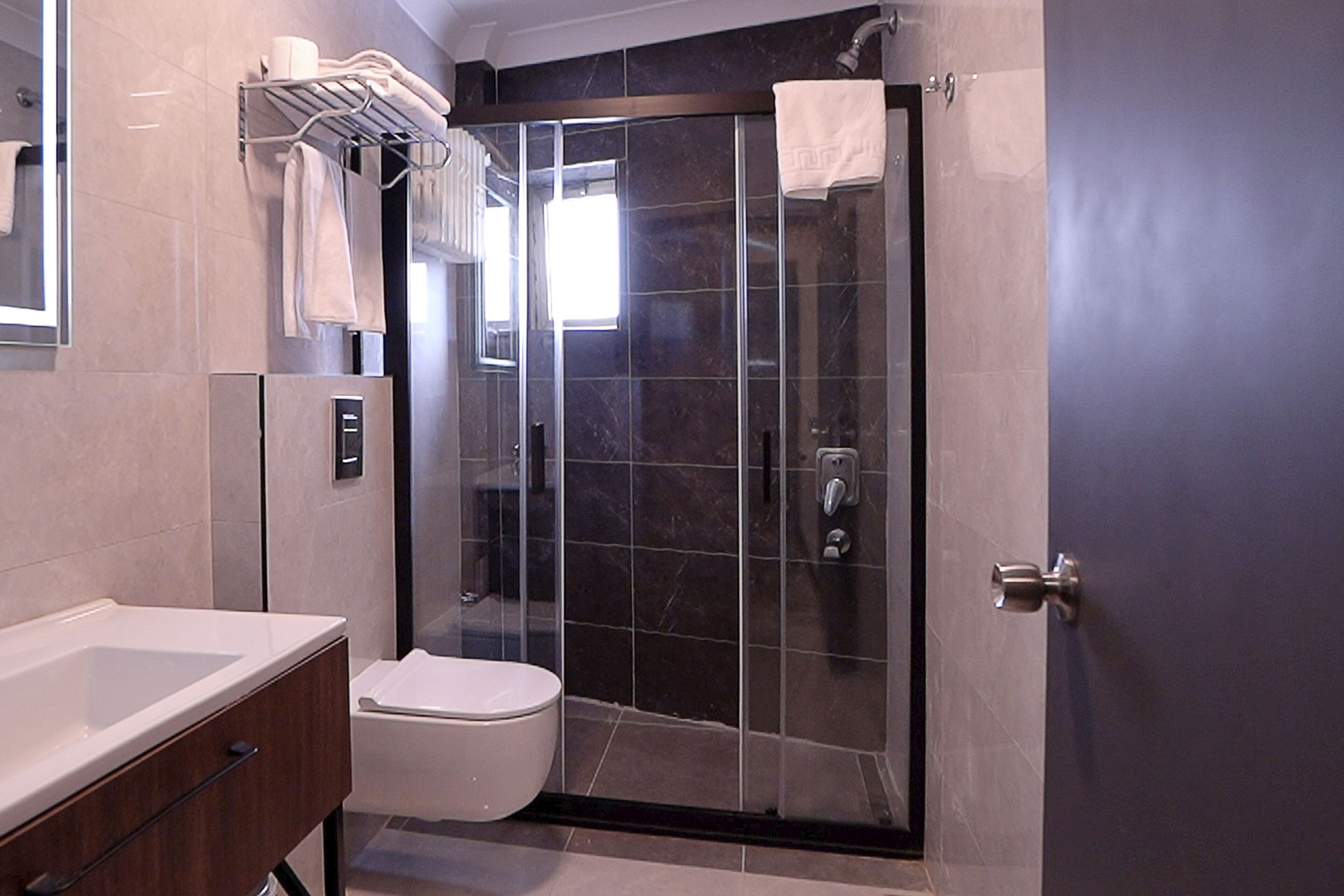 hair dryer, slippers, heated floors, towels