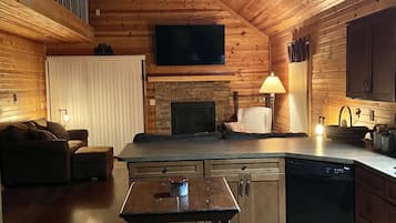 Smart TV, fireplace, DVD player