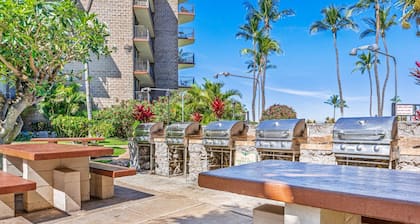 Walk To Beach! Beautiful Ocean Views from Condo W/ Lanai, Pool & Hot Tub, BBQ