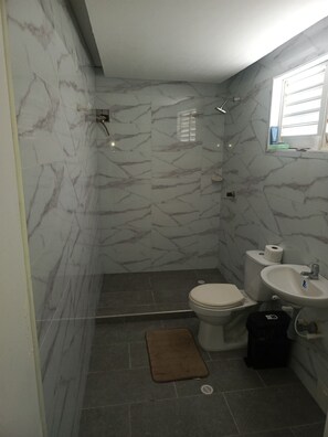 Dusche, Handtücher, Seife, Toilettenpapier