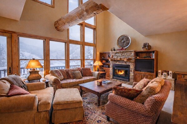 TV, fireplace, offices