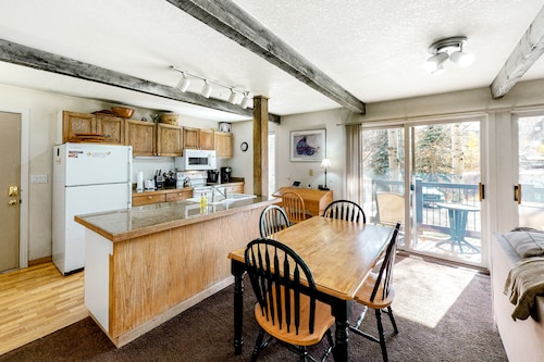 Charming Snowmass Village condo with fireplace, balcony, & amazing views