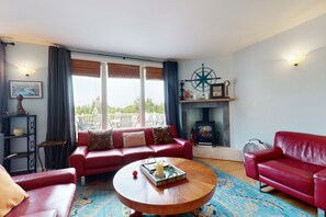 テレビ、暖炉、DVD プレーヤー、ビデオライブラリ