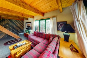 TV, fireplace, DVD player, books