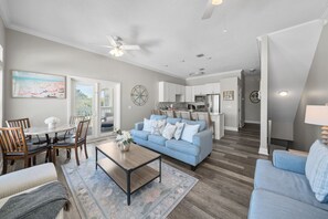 Smart TV, DVD player, books, video library