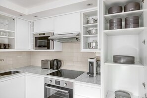 Fridge, microwave, oven, dishwasher