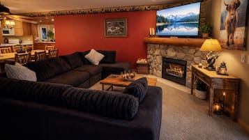 Smart TV, chimenea, videojuegos y futbolito