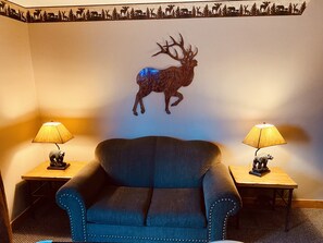 Smart TV, fireplace, video games, foosball