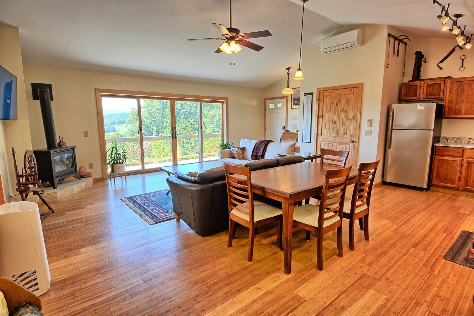 Televisión y chimenea 