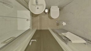 Shower, towels, soap, shampoo