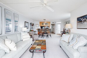 TV - Newly Updated Oceanfront Veranda Condo with Private Deck, WiFi, AC & Shared Pool (Ocean City)