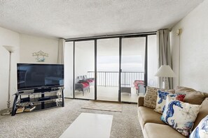 TV - Oceanfront Condo with a Shaded Balcony, AC, WiFi, Laundry & Shared Pool (Ocean City)