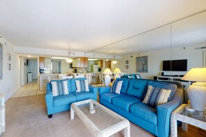 TV, DVD player, video library