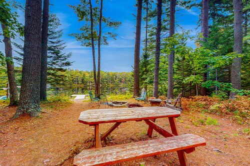 Appalachee Pond Waterfront Cottage | Decks, Sunroom, Dock with Kayaks & Canoe