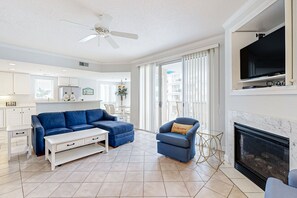 TV, fireplace, DVD player