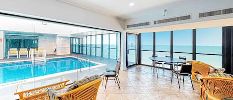 Indoor pool, a rooftop pool