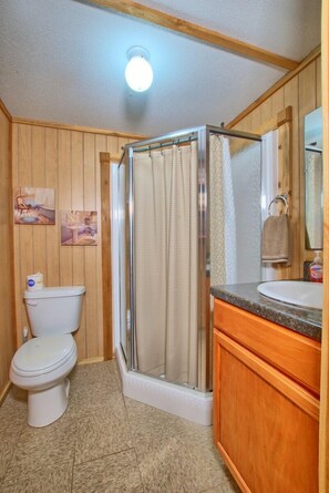 Dusche, Handtücher, Seife, Toilettenpapier