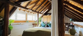 Historic vacation home on the Main, 110 sqm, large terrace, modern and renovated