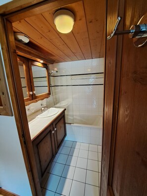 Baignoire, sèche-cheveux, papier toilette