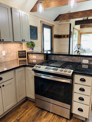 Fridge, microwave, oven, stovetop - Sebec, Maine Lakefront Retreat – Modern Comfort & Four-Season Adventure (Dover Foxcroft)