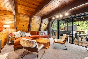 Outdoor dining - Quaint A-frame Cabin w/ Hot Tub, WiFi, Decks, & Gas Fireplace (Arnold)