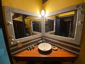 Combined shower/tub, hair dryer