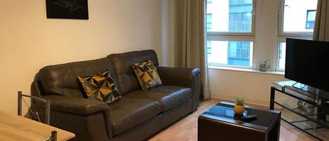 Apartment | Living room | 30-inch TV with cable channels