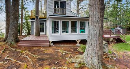 Lakefront Home on Togus Pond with 2 Decks, Great View & Canoe/Fire Pit